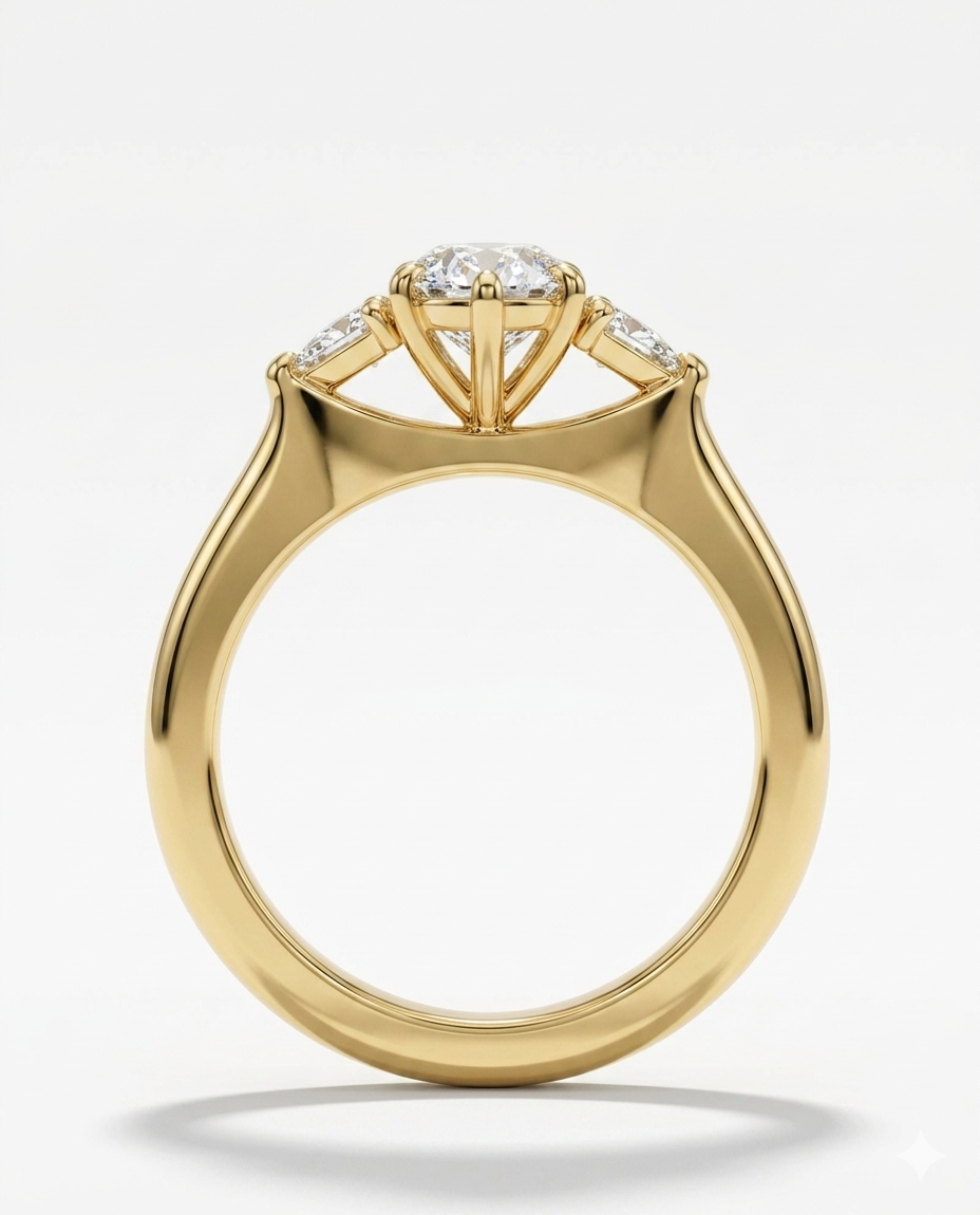 Pear Shape with Trilliant Cut Trilogy Engagement Ring