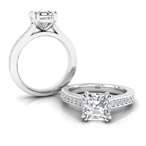 Asscher Cut with Shoulder Diamonds