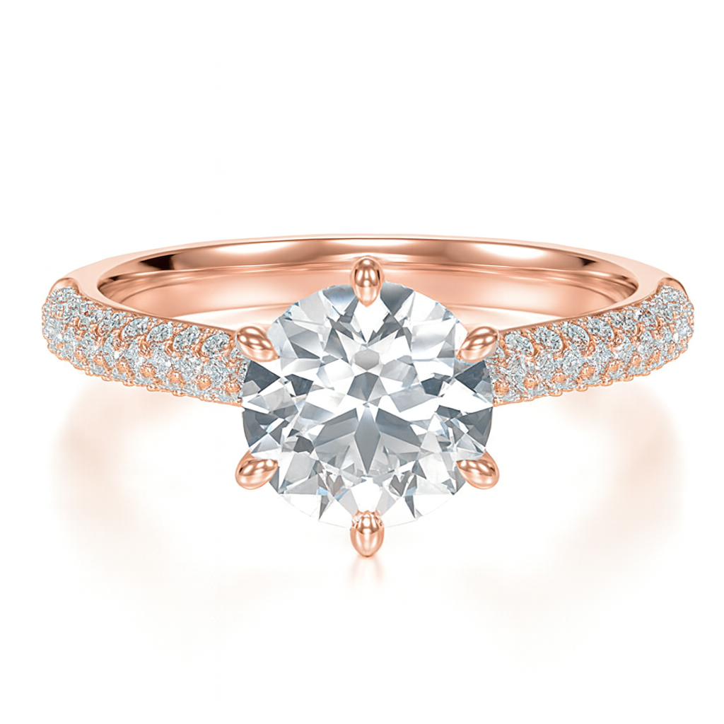 Round Brilliant Cut with Pave Set Shoulder Diamonds