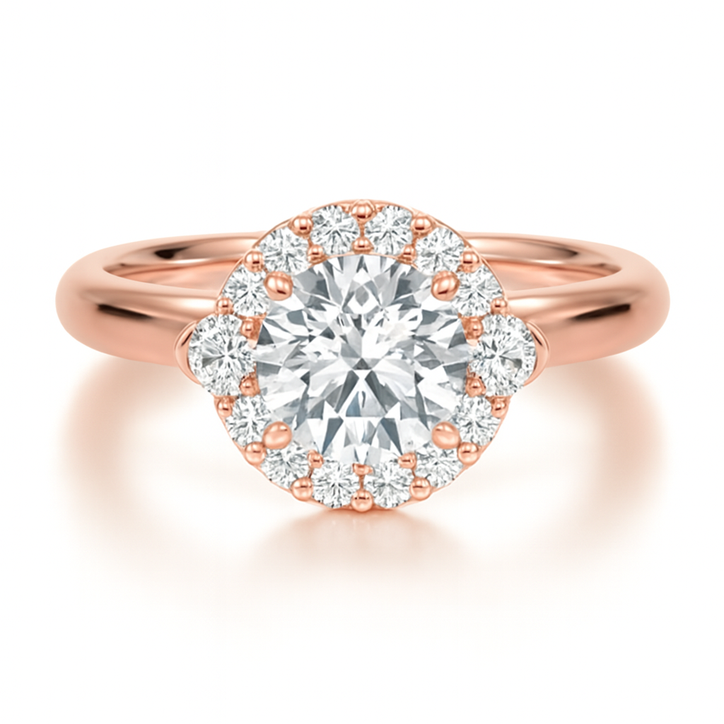 Round Brilliant Cut with Halo and Coloured Gemstones