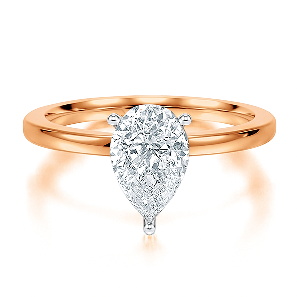 Pear Cut Solitaire with a Raised Setting on a Solid Shank