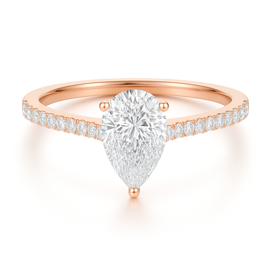 Pear Cut with Shoulder Diamonds set in a Cathedral Shank