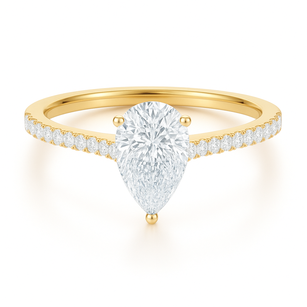 Pear Cut with Shoulder Diamonds set in a Cathedral Shank