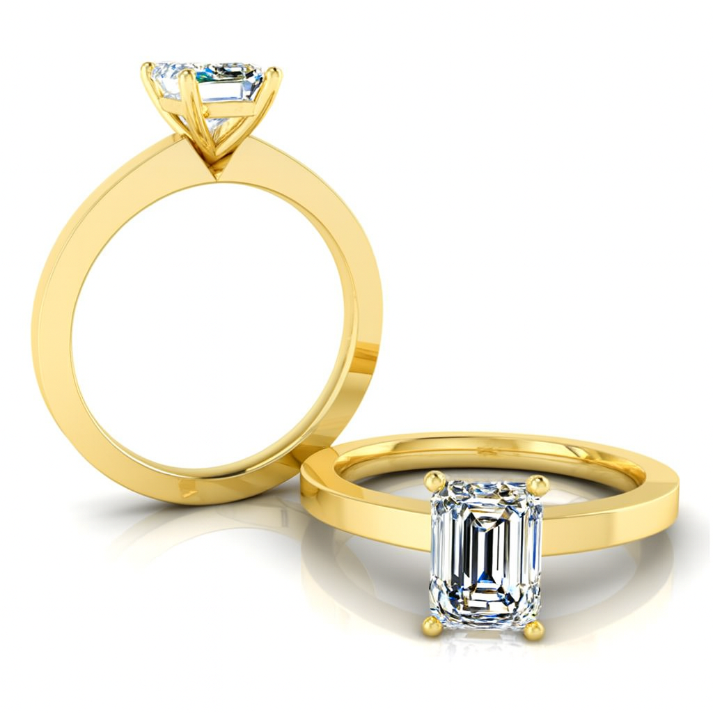 Emerald Cut Solitaire with a Flat Shank