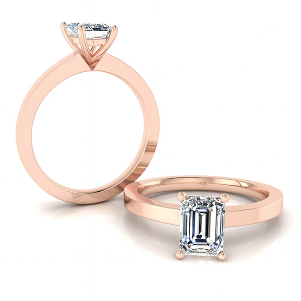 Emerald Cut Solitaire with a Flat Shank