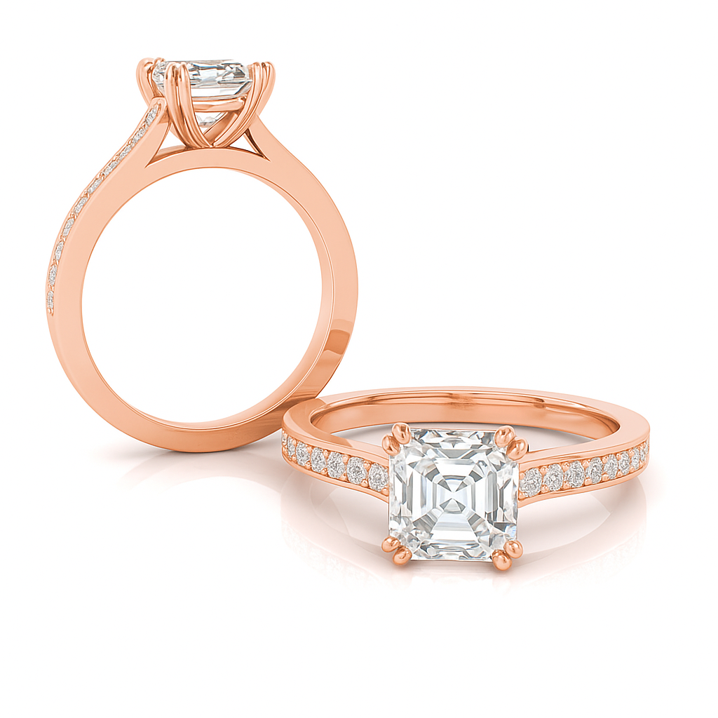 Asscher Cut with Shoulder Diamonds