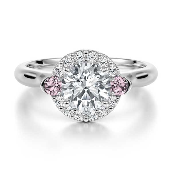 Round Brilliant Cut with Halo and Coloured Gemstones