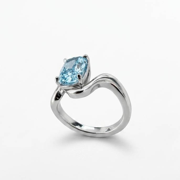 Cushion Cut Solitaire with Wavey Style Shank