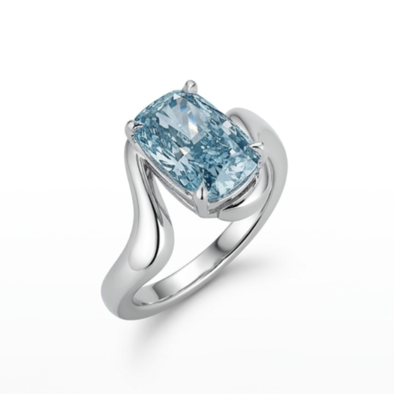 Cushion Cut Solitaire with Wavey Style Shank
