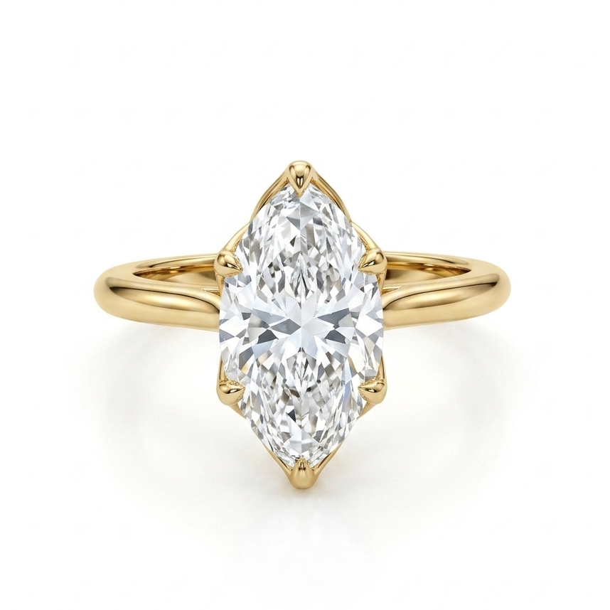 Marquise Solitaire Engagement Ring with a Tulip Style Setting
