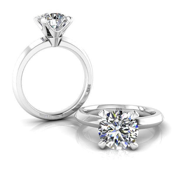 4 Open Claw Round Brilliant Cut Solitaire with a Solid Knife Edge Band