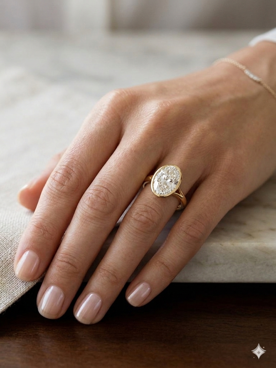Oval Bezel Set with a Split Shank
