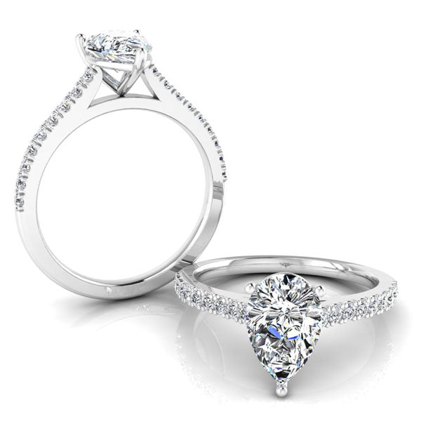 Pear Cut with Shoulder Diamonds set in a Cathedral Shank