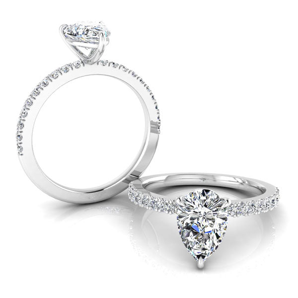 Pear Cut with Raised Setting and Solid Shoulder Diamond Band