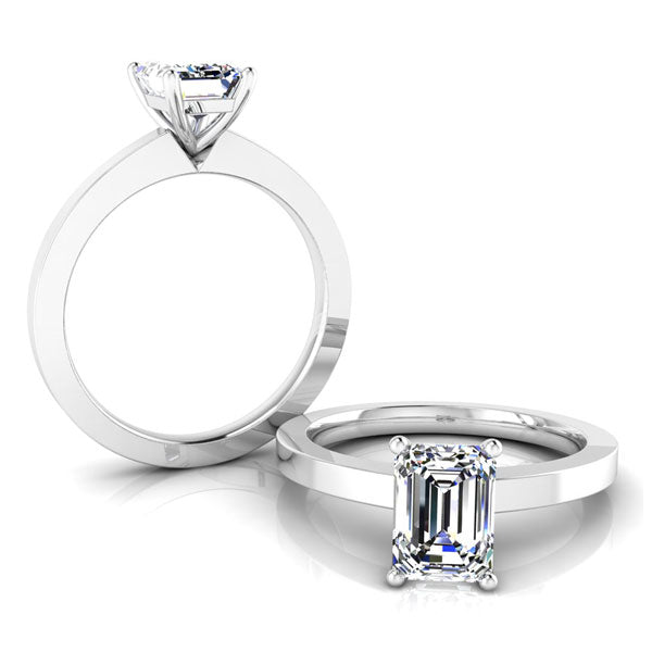 Emerald Cut Solitaire with a Flat Shank