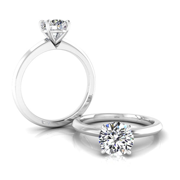 4 Claw Round Brilliant Cut Solitaire with a Knife Edge Band