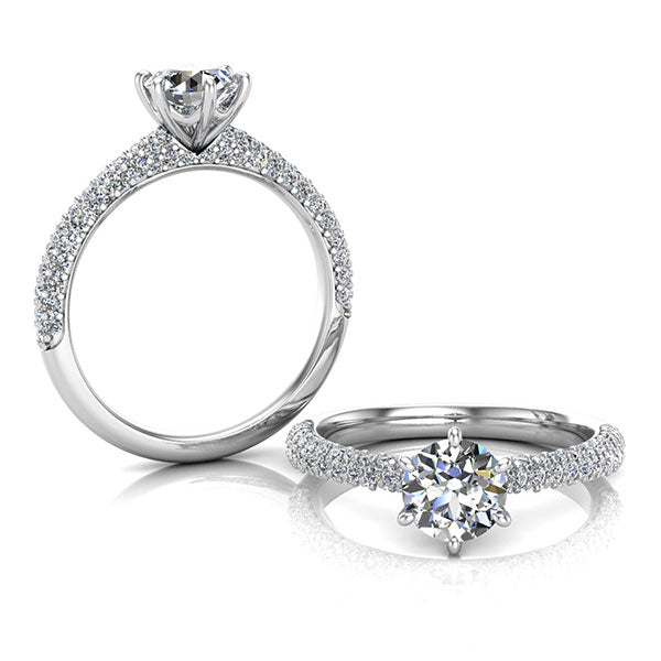 Round Brilliant Cut with Solid Pave Set Shoulder Diamond Band