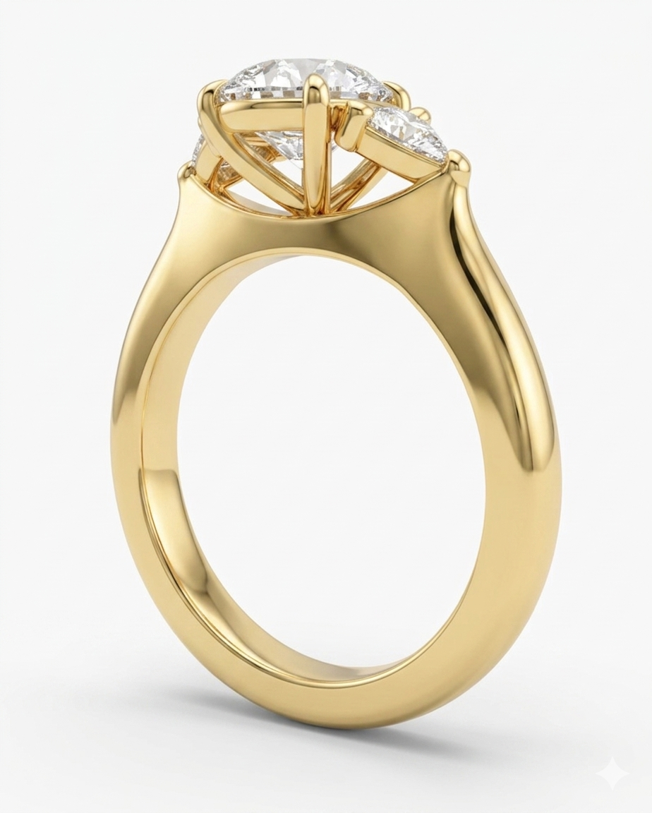 Pear Shape with Trilliant Cut Trilogy Engagement Ring