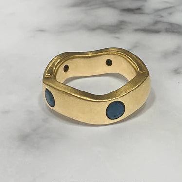 Sapphires reset into signet ring before remodelling