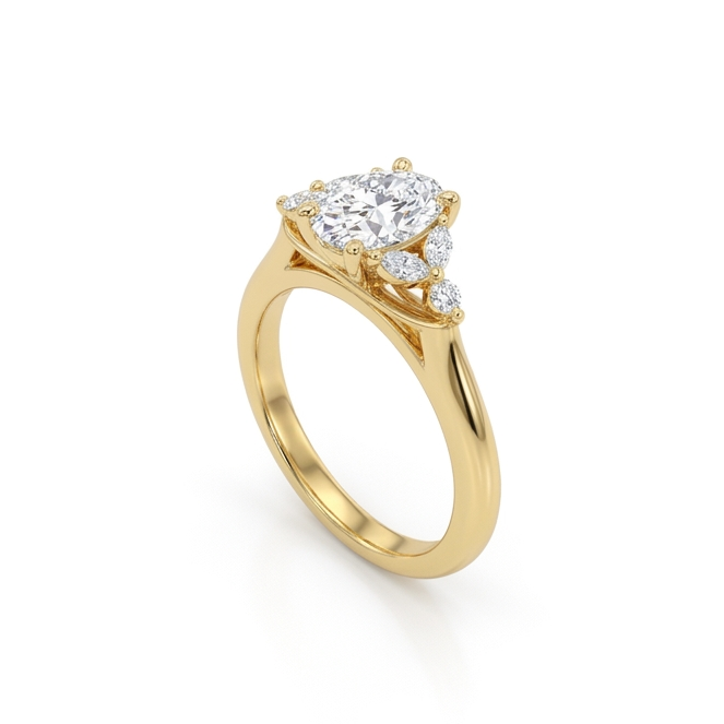 Oval Cut with shoulder set Marquise and Round Diamonds