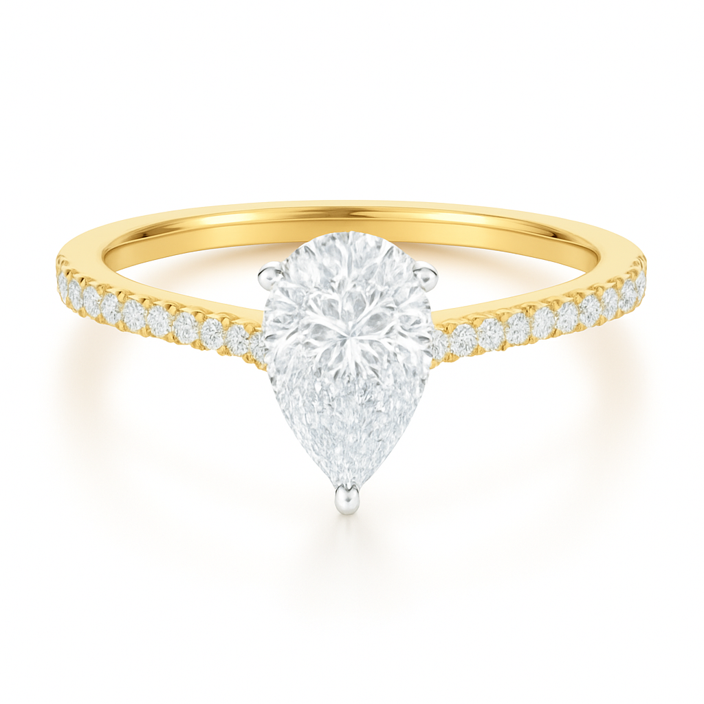 Pear Cut with Shoulder Diamonds set in a Cathedral Shank