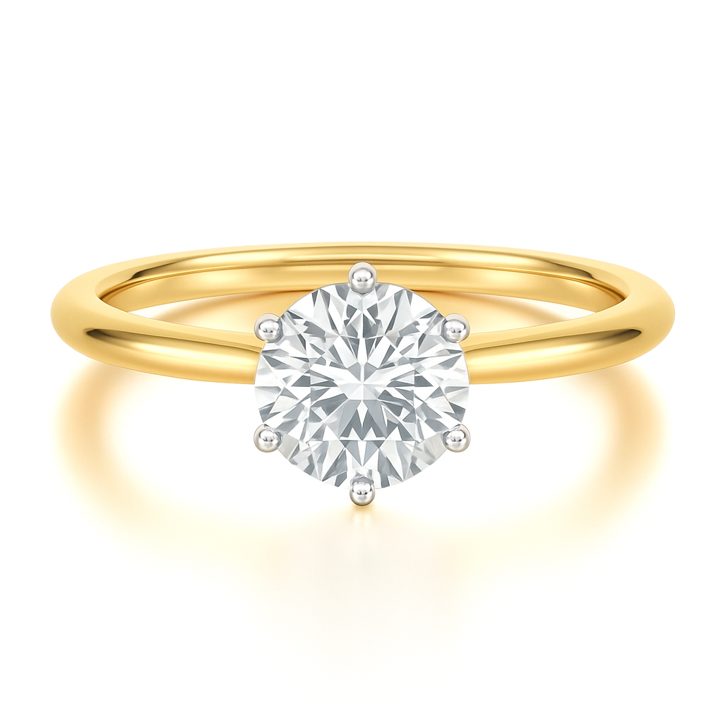 6 Claw Round Brilliant Cut Solitaire with Knife Edge Band