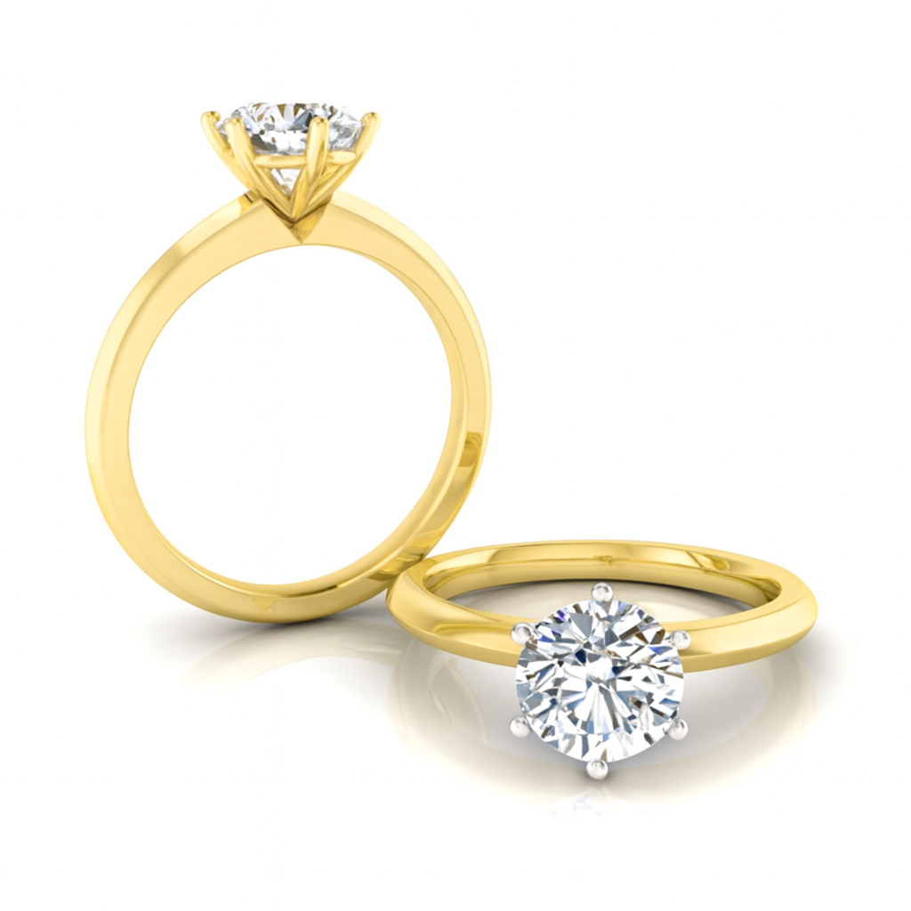 6 Claw Round Brilliant Cut Solitaire with Knife Edge Band