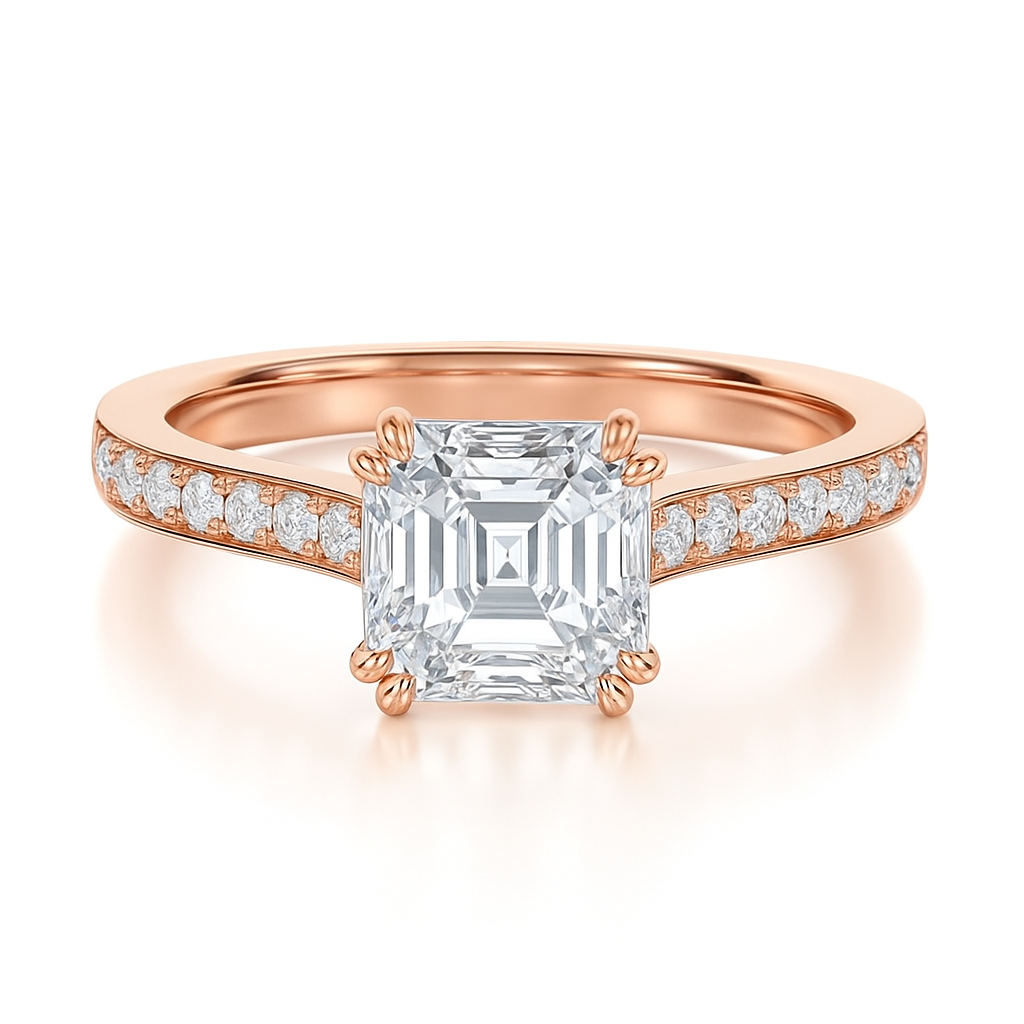 Asscher Cut with Shoulder Diamonds