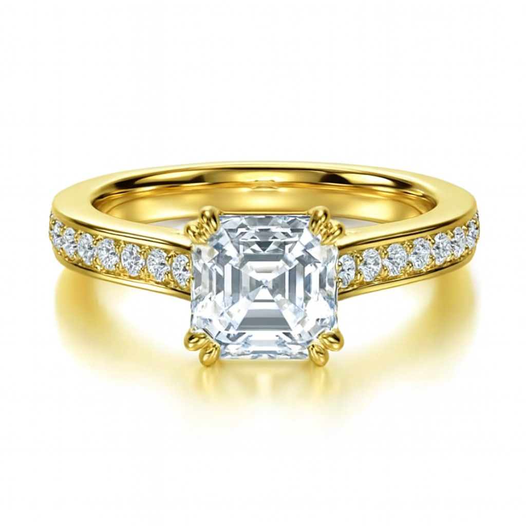Asscher Cut with Shoulder Diamonds