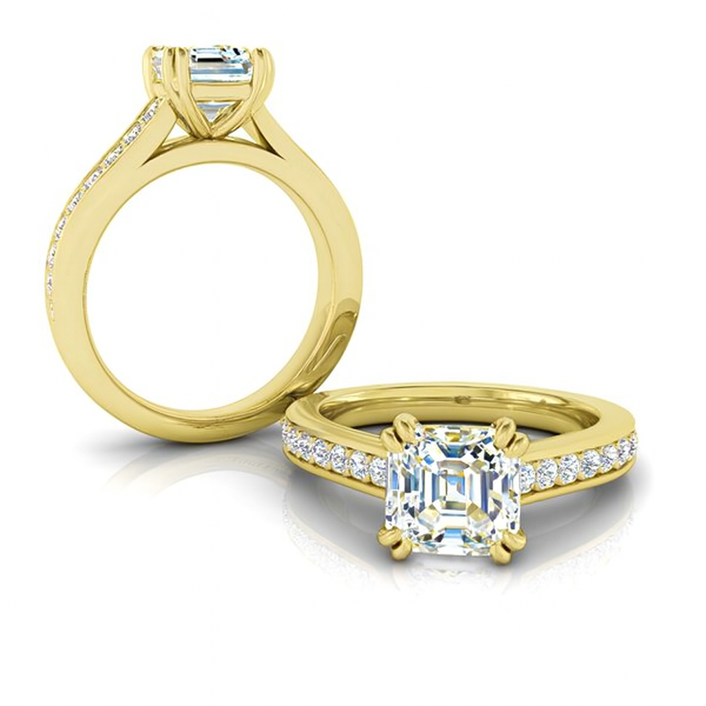 Asscher Cut with Shoulder Diamonds