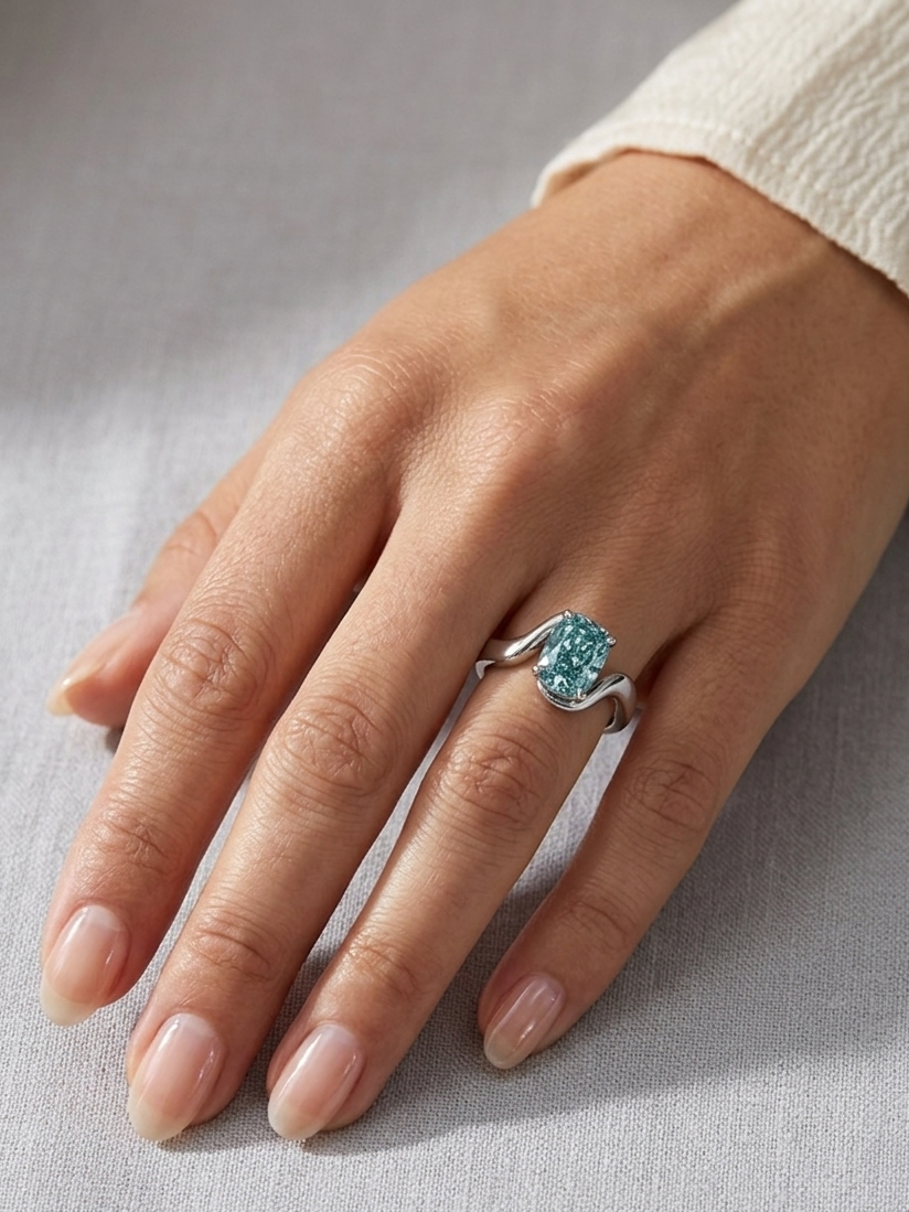 Cushion Cut Solitaire with Wavey Style Shank