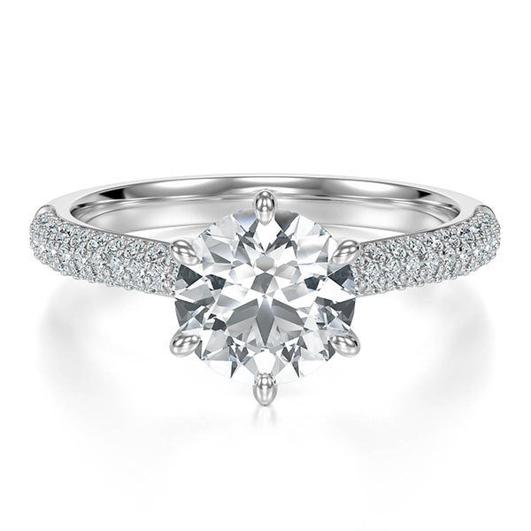 Round Brilliant Cut with Pave Set Shoulder Diamonds