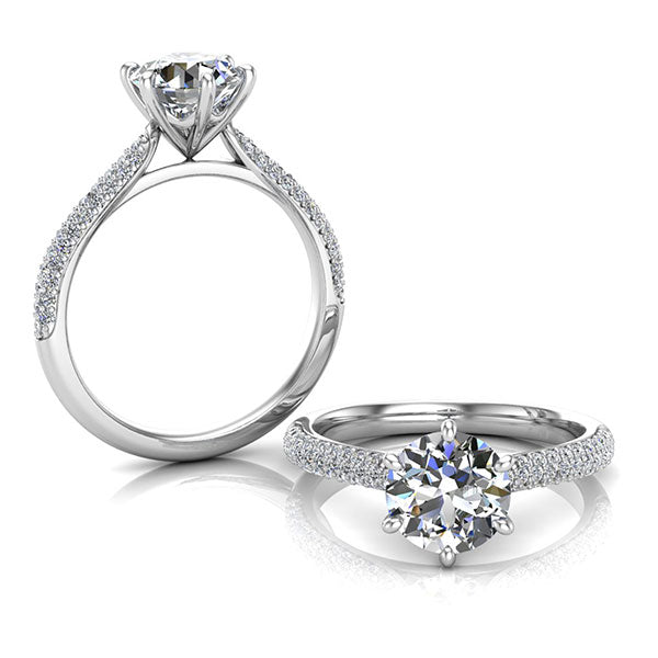 Round Brilliant Cut with Pave Set Shoulder Diamonds