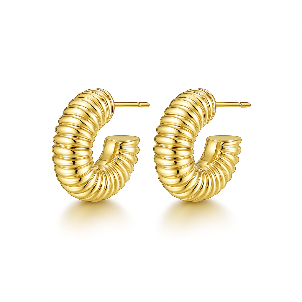 Ridged Hoop Earrings - Small