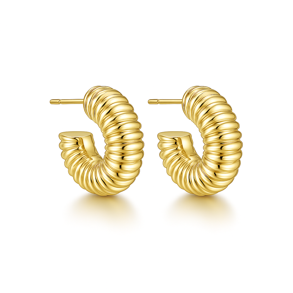 Ridged Hoop Earrings - Small