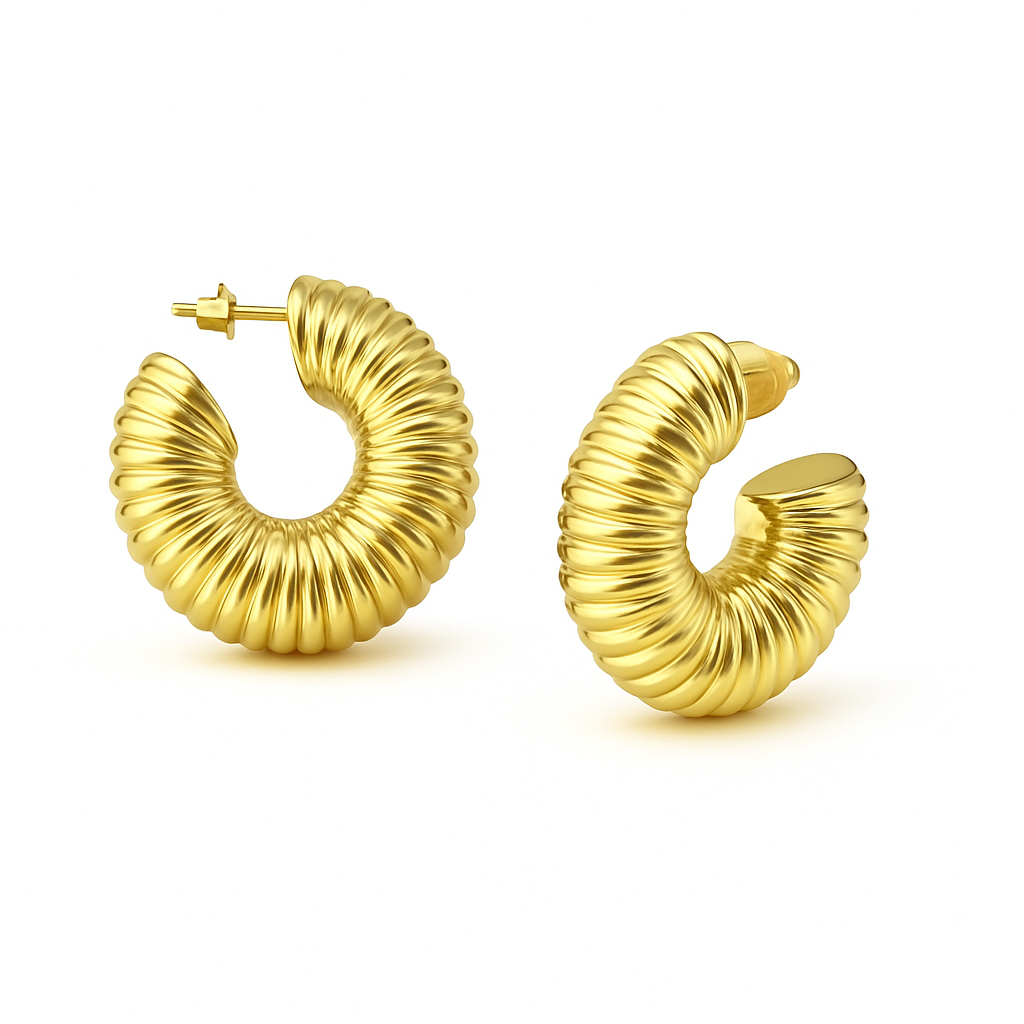 Ridged Hoop Earrings - Small