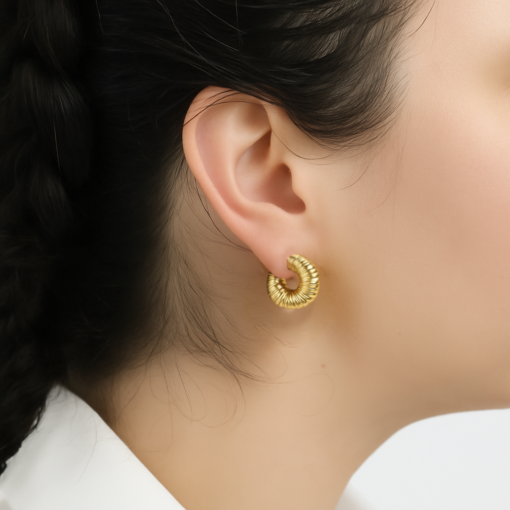 Ridged Hoop Earrings - Small