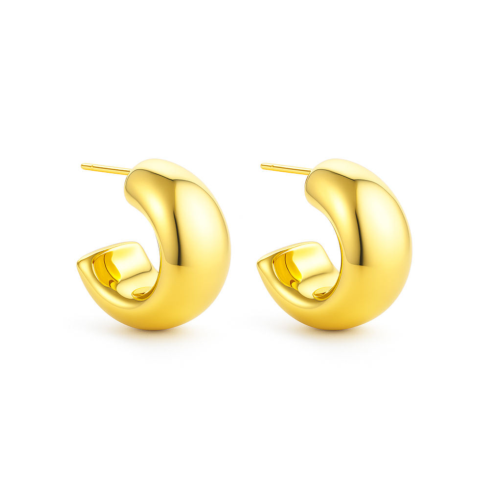 Flat Tube Hoop Earrings - Medium