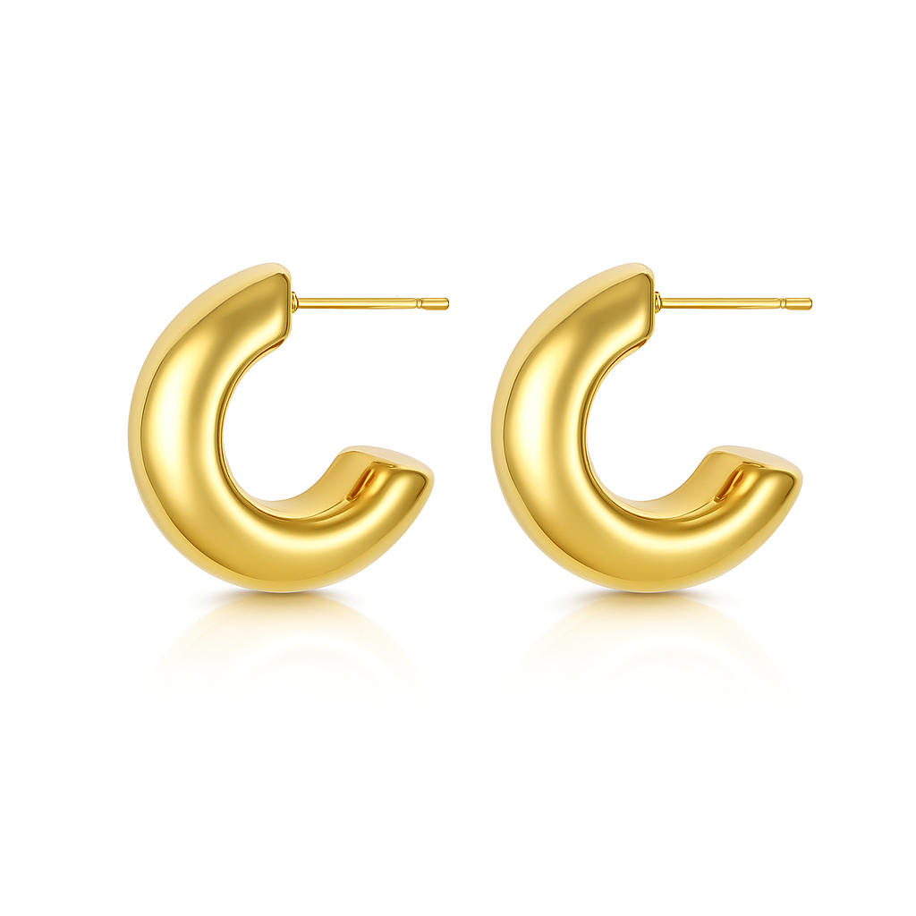 Flat Tube Hoop Earrings - Medium
