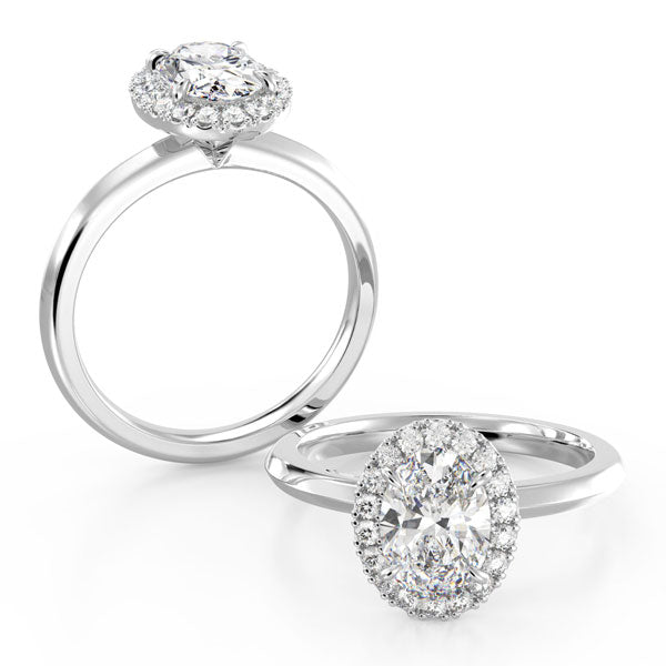 Oval Cut with Halo and Knife Edge Band