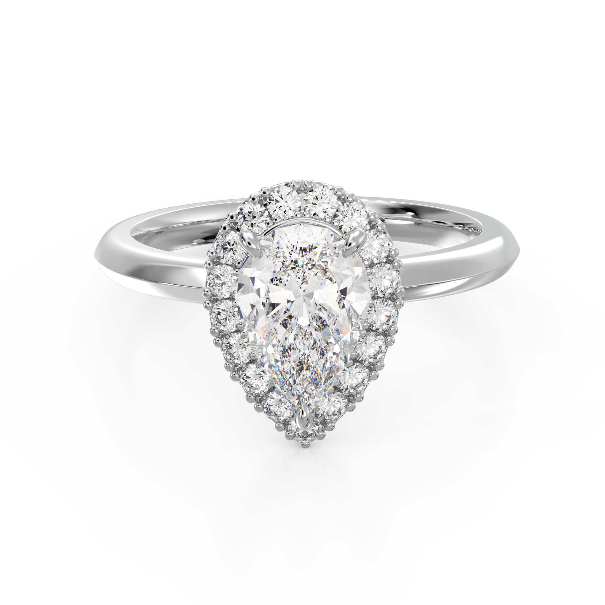 Pear Shape with Halo and Knife Edge Band