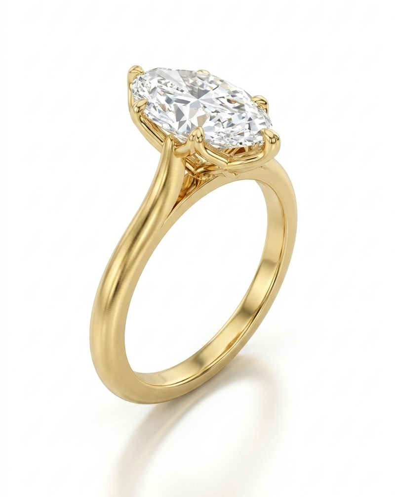 Marquise Solitaire Engagement Ring with a Tulip Style Setting