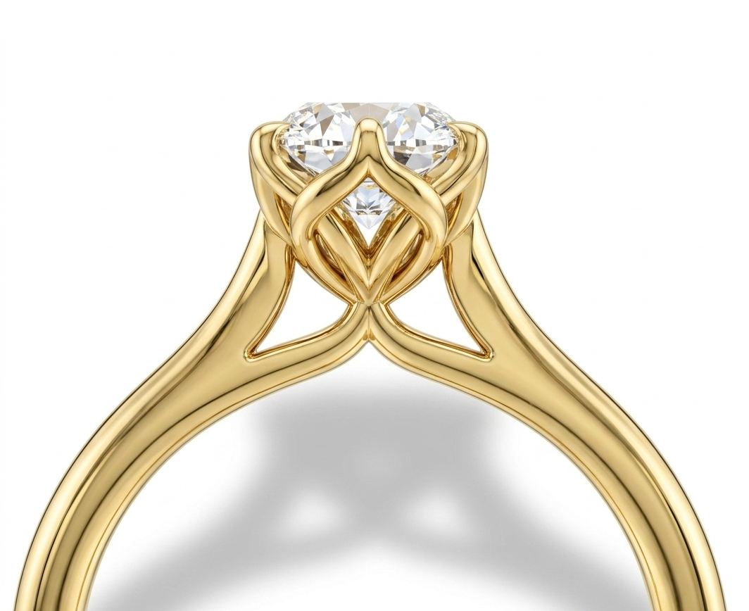 Marquise Solitaire Engagement Ring with a Tulip Style Setting