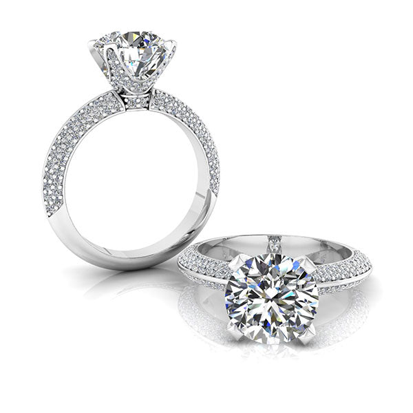 Round Brilliant Cut with Diamond laced in Setting and Shank