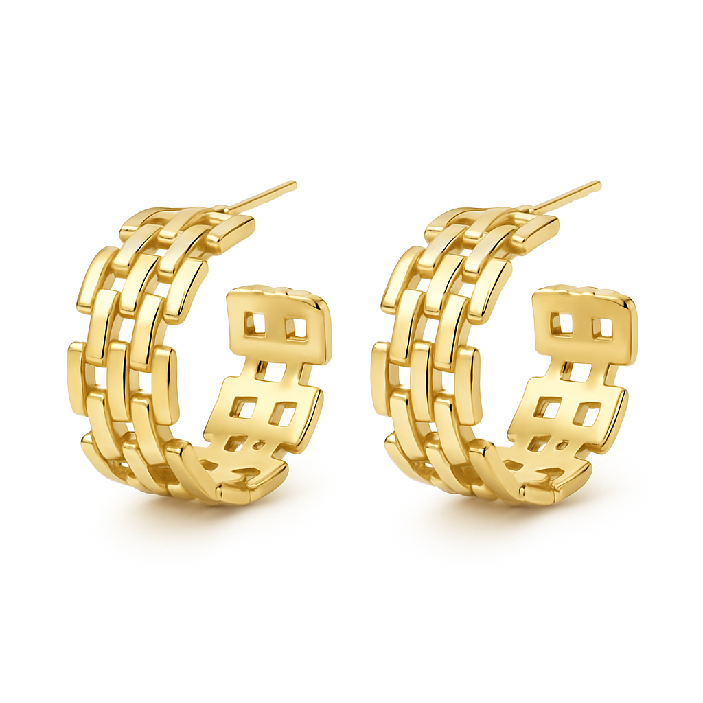 Open Mesh Hoop Earrings - Medium