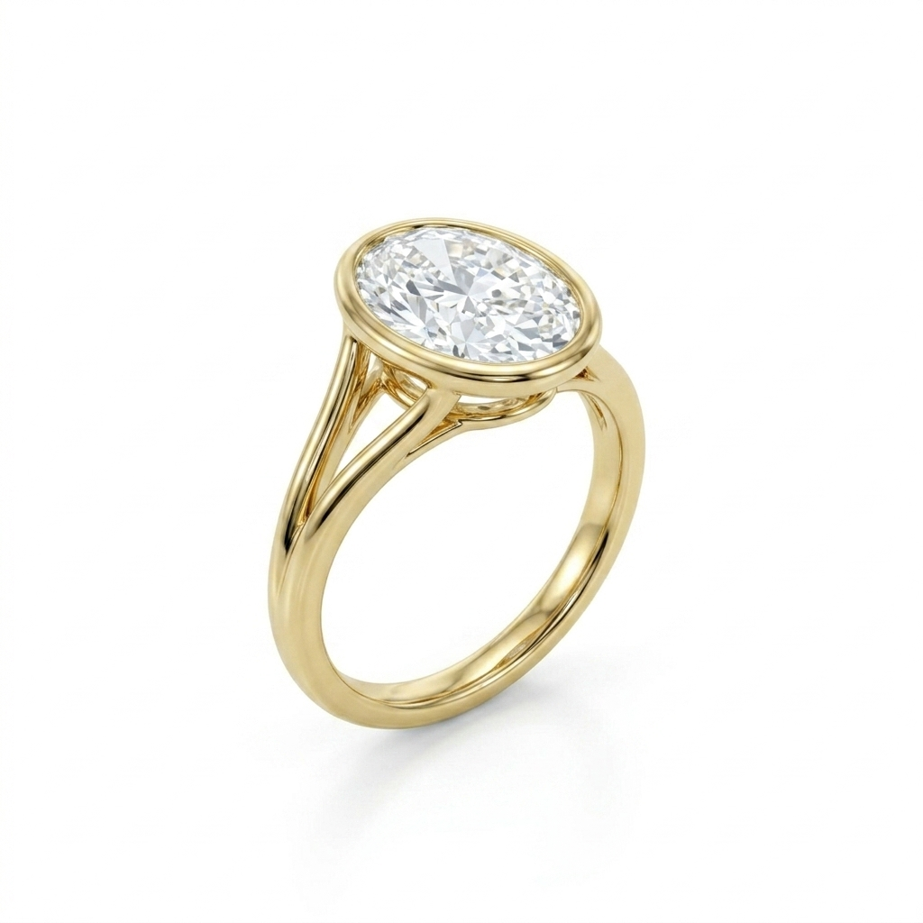 Oval Bezel Set with a Split Shank