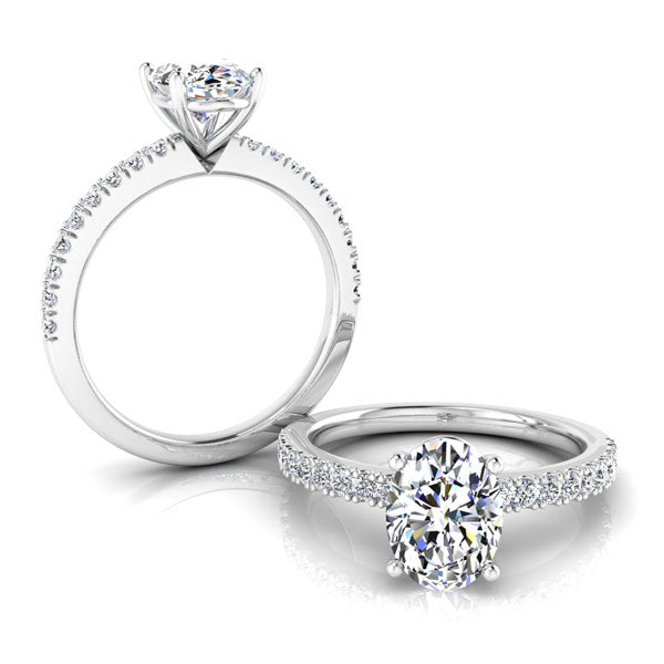 Oval Cut with Solid Shoulder Diamond Band