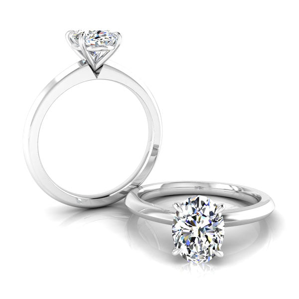 Oval Cut Solitaire with a Knife Edge Band