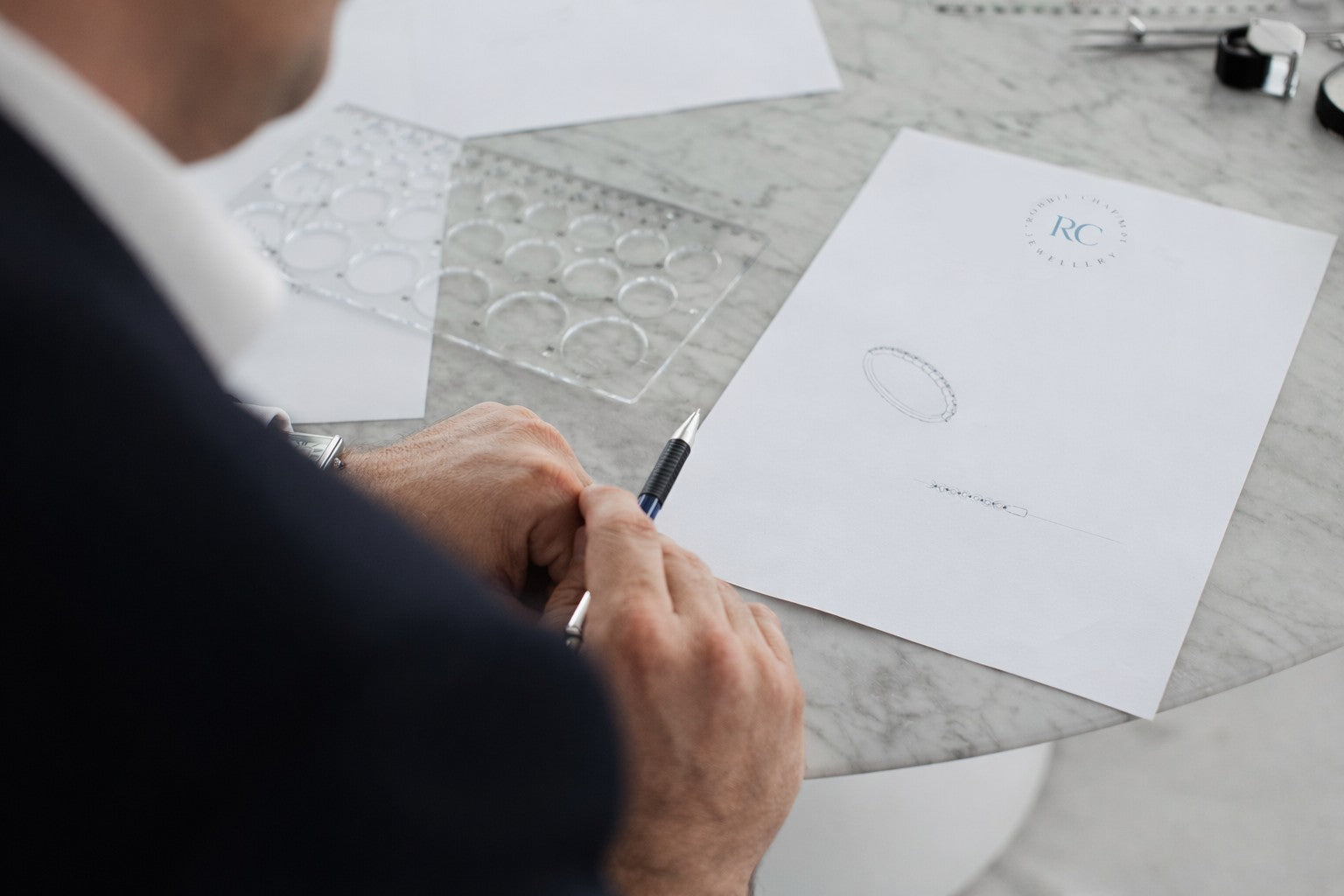 Custom engagement ring design sketch by Sydney jeweller Robbie Chapman